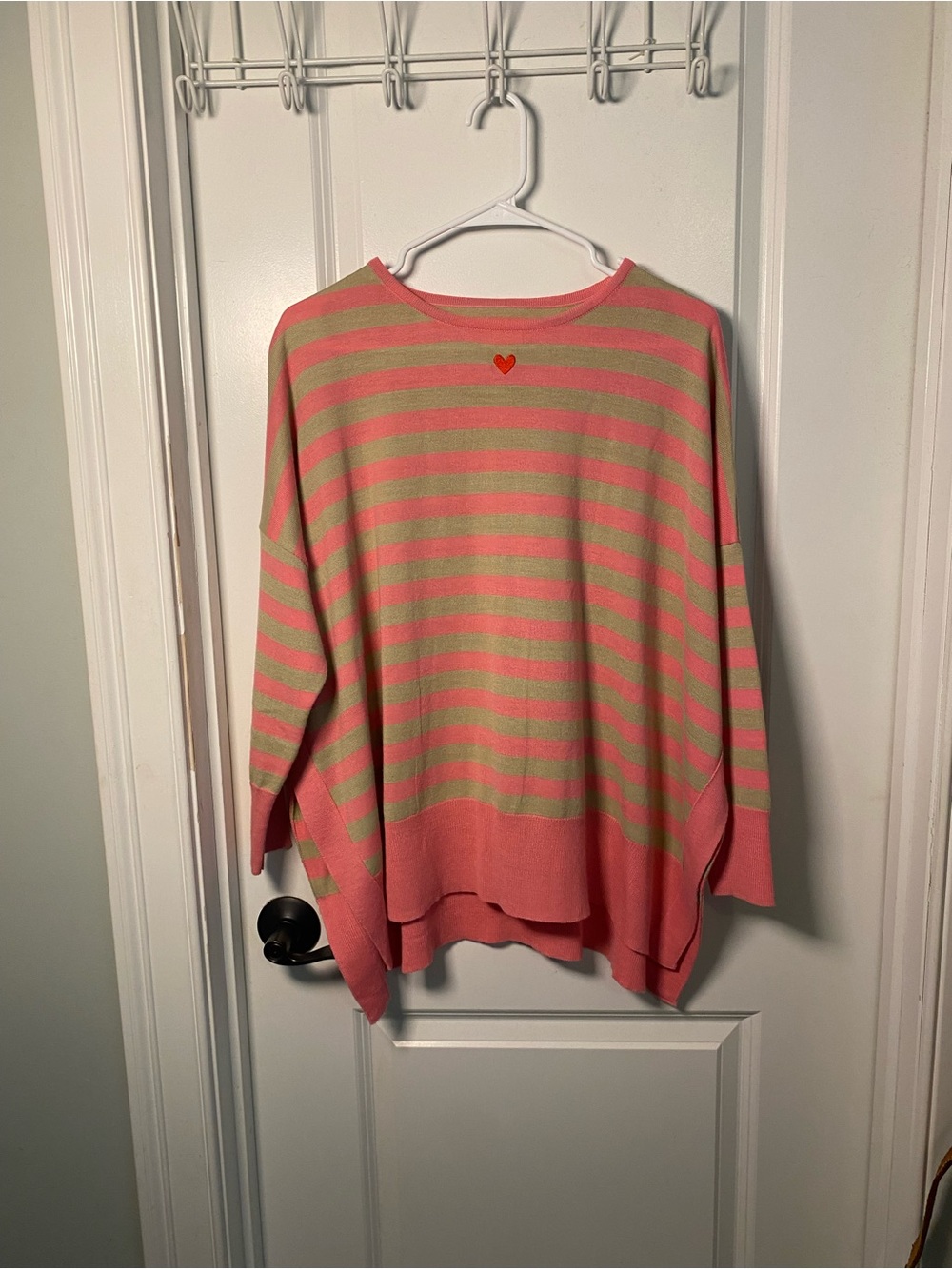 Mersea Striped Pink and Tan Oversized Women's Sweater Like anew